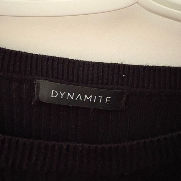Dynamite Black Long Sleeve Ribbed Top - Picture 2 of 3